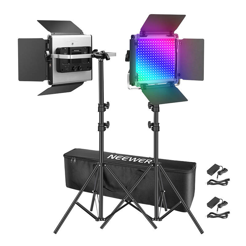 Set 2 lampi Profesionale, Neewer 660 PRO RGB LED, control prin aplicatie, 50W, 3200K-5600K, pentru YouTube si TikTok