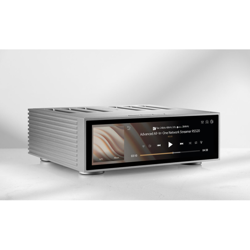 Streamer cu amplificare ROSE RS520 All-In-One, 2x250W, EQ parametric, Ecran Touch, Argintiu